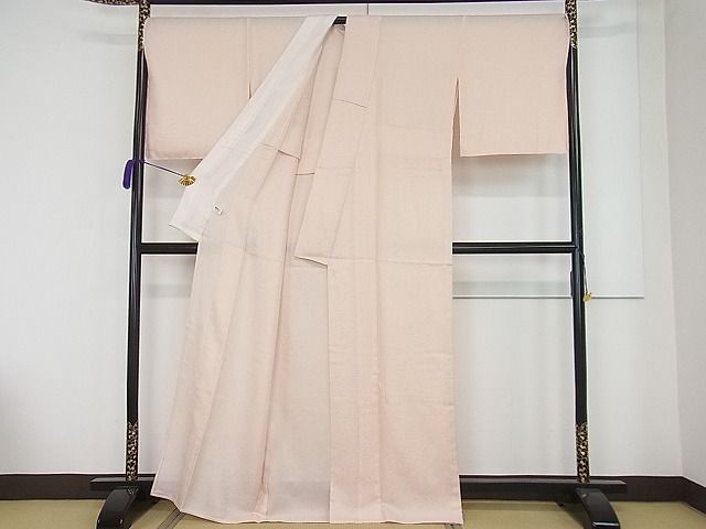 平和屋本店■極上　夏物　京都・西陣　織元ブランド　秦流舎　夏お召　色無地　洒落柿色　花唐草紋紗　反端付き　逸品　未使用3s20411
