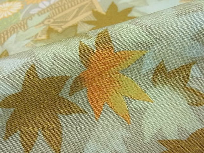 平和屋本店●極上 創業460年・千總 訪問着 刺繍 草花文 柳茶色地 高島屋扱い 逸品3s20711