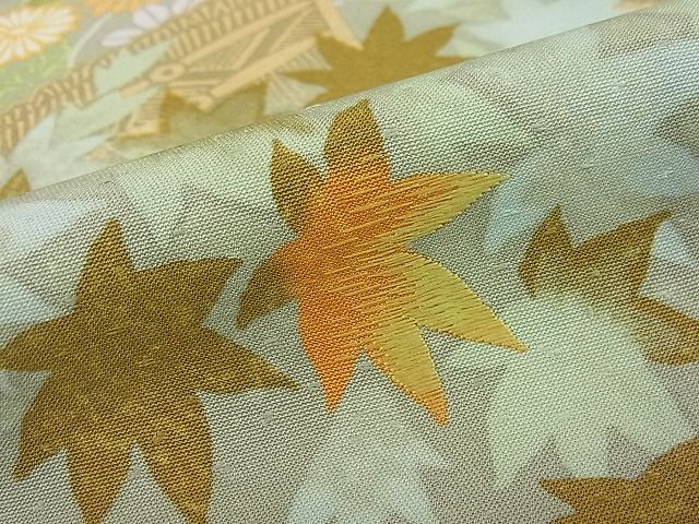 平和屋本店●極上 創業460年・千總 訪問着 刺繍 草花文 柳茶色地 高島屋扱い 逸品3s20711