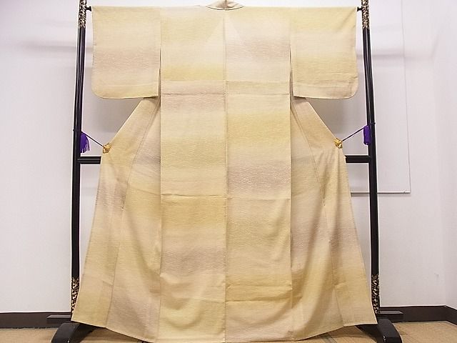 平和屋本店■極上　夏物　洗える最高級着物　＜英＞はなぶさ謹製　小紋　絽　立波文　暈し染め　3s30254