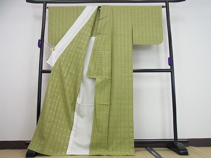 平和屋本店▽極上 銀座 志ま亀 本場琉球 南風原花織 手織 紬 単衣 証紙・たとう紙付き 逸品 未使用3s743