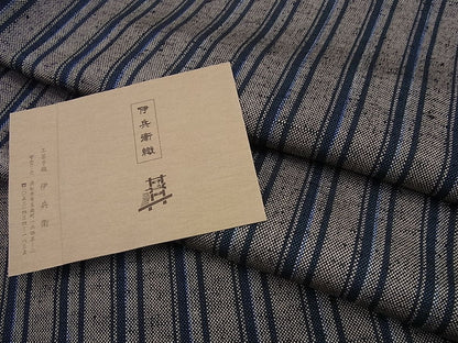 平和屋本店▽極上　伊兵衛織　工芸手織　単衣　紬　間道　証紙付き　逸品　未使用3s753