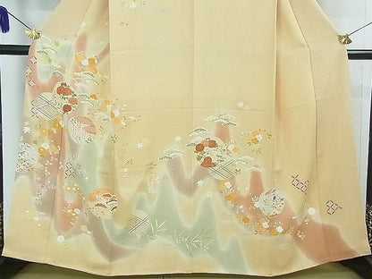 平和屋本店■極上　創業460年・千總　訪問着　駒刺繍　吉祥花文　暈し染め　金彩　小田急百貨店扱い　反端付き　逸品　3kh1778 - 平和屋