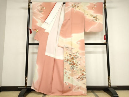 平和屋本店■極上　創業460年・千總　訪問着　駒刺繍　風景花文　暈し染め　金彩　&amp;#32385;色地　正絹　逸品　KAAA1755kk5 - 平和屋