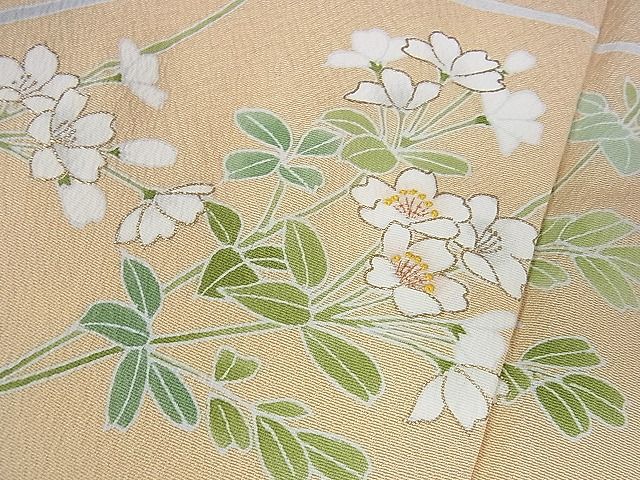 平和屋本店■極上　創業460年・千總　訪問着　草花文　薄香色地　金彩　逸品　DZAA0989kh4 - 平和屋