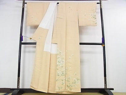 平和屋本店■極上　創業460年・千總　訪問着　草花文　薄香色地　金彩　逸品　DZAA0989kh4 - 平和屋