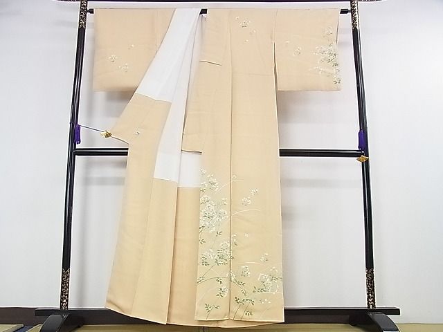 平和屋本店■極上　創業460年・千總　訪問着　草花文　薄香色地　金彩　逸品　DZAA0989kh4 - 平和屋