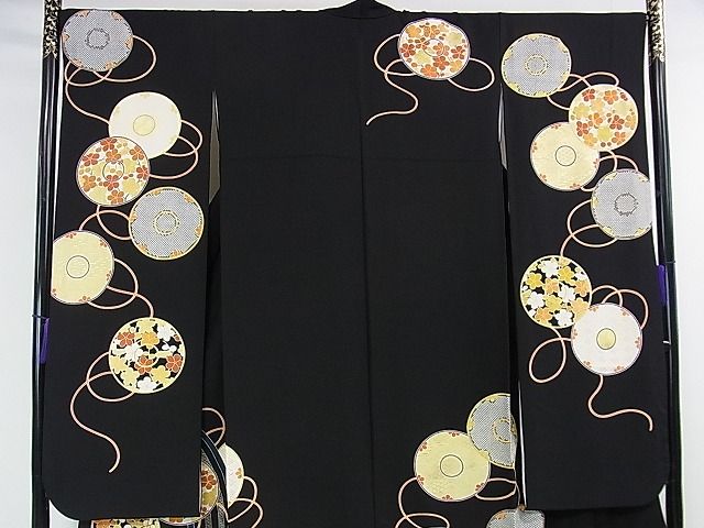平和屋本店■極上　創業460年・千總　振袖　駒刺繍　鏡裏文　黒地　金彩　高島屋扱い　逸品　DZAA1315kh4 - 平和屋
