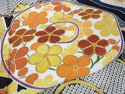 平和屋本店■極上　創業460年・千總　振袖　駒刺繍　鏡裏文　黒地　金彩　高島屋扱い　逸品　DZAA1315kh4 - 平和屋