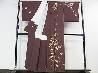 平和屋本店■極上　創業460年・千總　訪問着　刺繍　桐花文　赤褐色地　金彩　ゑり善扱い　逸品　DZAA1319kh4 - 平和屋
