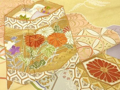 平和屋本店■極上　創業460年・千總　訪問着　駒刺繍　貝桶　貝合わせ花文　赤香色地　金彩　逸品　DZAA2536kh5 - 平和屋