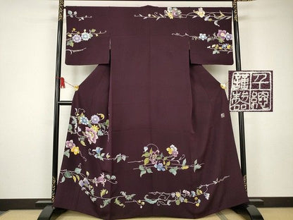 平和屋本店■極上　創業460年・千總　訪問着　花唐草文　金彩　高島屋扱い　黒鳶色地　正絹　逸品　KAAA1656kk4 - 平和屋