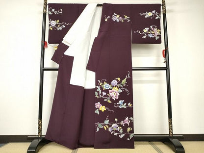 平和屋本店■極上　創業460年・千總　訪問着　花唐草文　金彩　高島屋扱い　黒鳶色地　正絹　逸品　KAAA1656kk4 - 平和屋