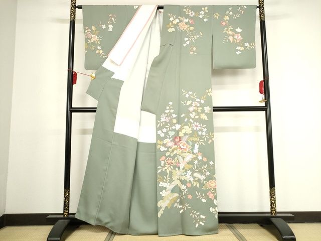 平和屋本店■極上　創業460年・千總　訪問着　枝花文　金彩　そごう百貨店扱い　青白橡色地　正絹　逸品　KAAA1711kk4 - 平和屋