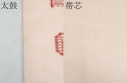 平和屋着物＊夏物　九寸名古屋帯　ドロンワーク　花菱文　正絹　逸品　CABJ4728fb