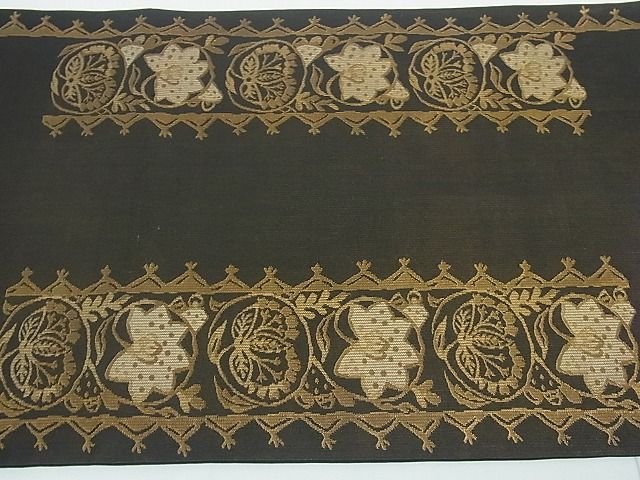 平和屋本店■極上　洛風林　工芸帯地　太鼓柄袋帯　壁画文様　金糸　逸品　4kh2015 - 平和屋