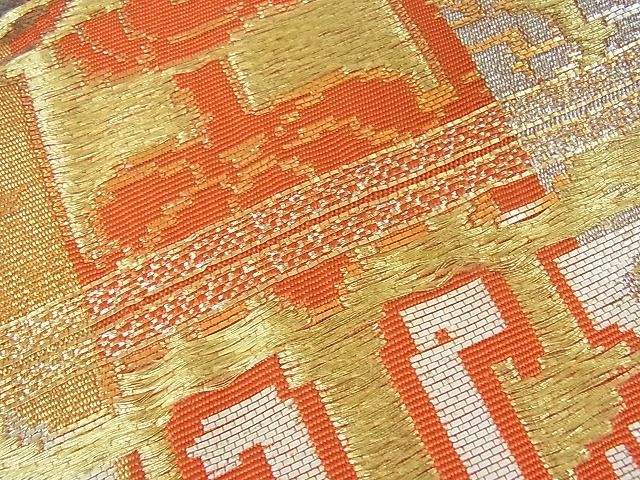 平和屋本店■龍村平蔵製　六通柄袋帯　円文白虎錦　金銀糸　逸品　4kh2161 - 平和屋