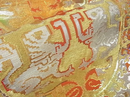 平和屋本店■龍村平蔵製　六通柄袋帯　円文白虎錦　金銀糸　逸品　4kh2161 - 平和屋
