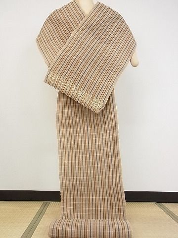 平和屋本店■超希少　国指定無形文化財　丹波布　足立康子　宗悦　反物　手織　草木染　格子　証紙付き　着尺　逸品　4kk0125 - 平和屋