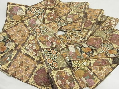 平和屋本店■極上　明綴れ　全通柄袋帯　草花天井文　金糸　正絹　逸品　4kk10056 - 平和屋