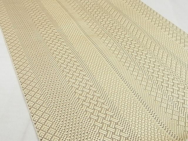 平和屋本店■極上 本場筑前博多織 草木染 手織工房 染匠：小森久 八寸名古屋帯 ジャバラ紋 証紙・たとう紙付 未使用 4kk10117 - 平和屋