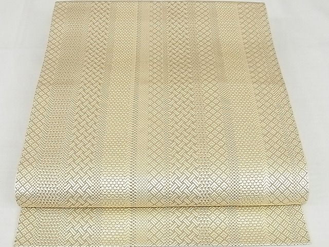 平和屋本店■極上 本場筑前博多織 草木染 手織工房 染匠：小森久 八寸名古屋帯 ジャバラ紋 証紙・たとう紙付 未使用 4kk10117 - 平和屋
