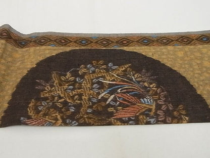 平和屋本店■極上 本場結城紬 重要無形文化財 九寸名古屋帯 花鳥文 小田急百貨店扱い たとう紙・証紙付き 正絹 逸品 4kk10145 - 平和屋