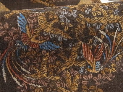 平和屋本店■極上 本場結城紬 重要無形文化財 九寸名古屋帯 花鳥文 小田急百貨店扱い たとう紙・証紙付き 正絹 逸品 4kk10145 - 平和屋