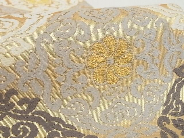 平和屋本店■極上　西陣　河合美術織物謹製　六通柄袋帯　唐織　花菱　金糸　正絹　逸品　4kk10154 - 平和屋