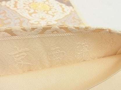 平和屋本店■極上　西陣　河合美術織物謹製　六通柄袋帯　唐織　花菱　金糸　正絹　逸品　4kk10154 - 平和屋