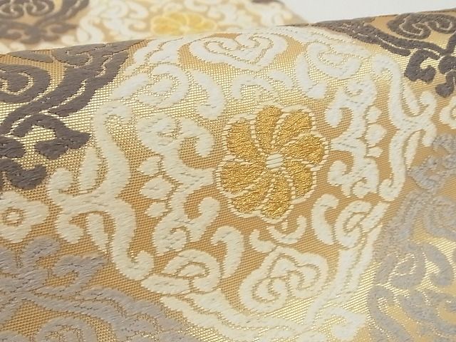 平和屋本店■極上　西陣　河合美術織物謹製　六通柄袋帯　唐織　花菱　金糸　正絹　逸品　4kk10154 - 平和屋