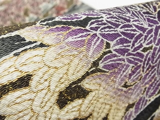 平和屋本店■希少 極上 浦野理一 息子 浦野範雄 九寸開き名古屋帯 金彩友禅 稲穂 暈し 金銀彩 鬼しぼ縮緬 正絹 逸品 4kk10185 - 平和屋