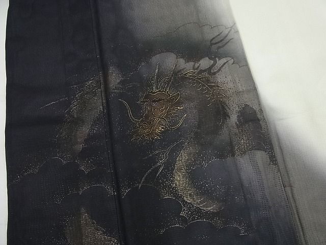 平和屋本店▽極上 訪問着 無双 紗袷 紗×絽 雲龍 金彩 逸品4s342