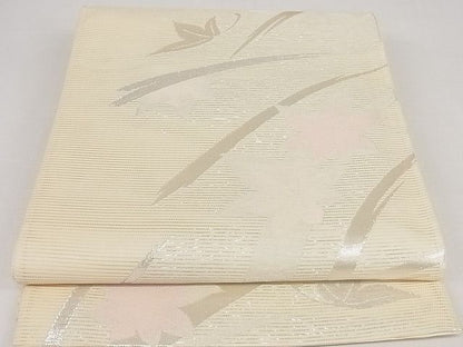 平和屋着物■夏物 六通柄袋帯 楓 銀糸 正絹 逸品 A-ms551