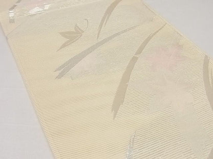 平和屋着物■夏物 六通柄袋帯 楓 銀糸 正絹 逸品 A-ms551