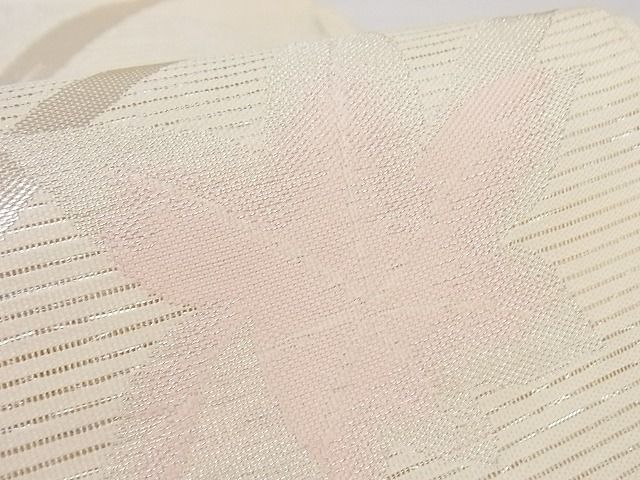 平和屋着物■夏物 六通柄袋帯 楓 銀糸 正絹 逸品 A-ms551