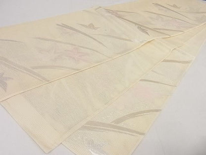 平和屋着物■夏物 六通柄袋帯 楓 銀糸 正絹 逸品 A-ms551