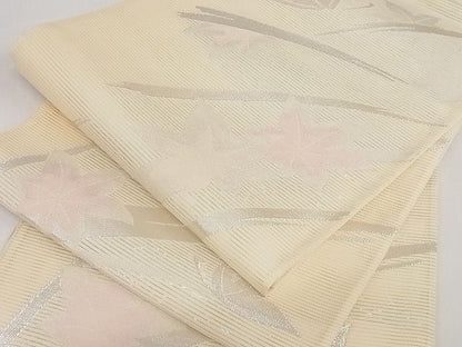 平和屋着物■夏物 六通柄袋帯 楓 銀糸 正絹 逸品 A-ms551