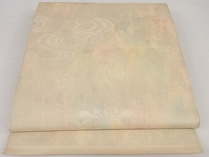 平和屋着物■夏物 六通柄袋帯 流水杜若 銀糸 正絹 逸品 A-ms571