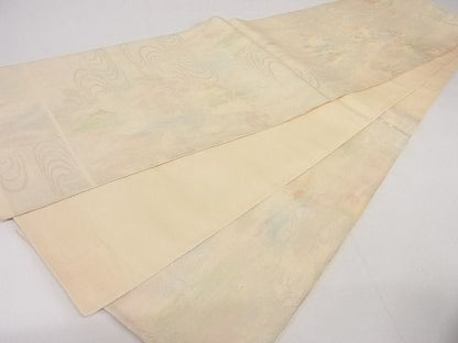 平和屋着物■夏物 六通柄袋帯 流水杜若 銀糸 正絹 逸品 A-ms571