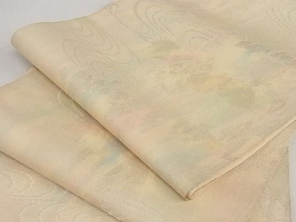 平和屋着物■夏物 六通柄袋帯 流水杜若 銀糸 正絹 逸品 A-ms571