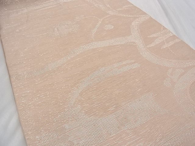 平和屋着物■夏物 六通柄袋帯 枝花文 銀糸 正絹 逸品 B-np6822