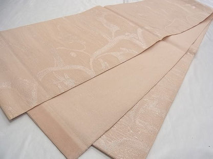 平和屋着物■夏物 六通柄袋帯 枝花文 銀糸 正絹 逸品 B-np6822