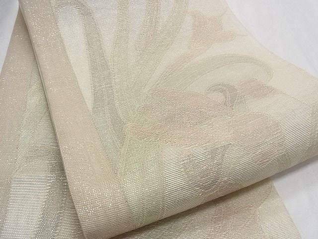 平和屋着物■夏物 六通柄袋帯 初夏に咲く 草花文 金糸 正絹 逸品 B-np6823