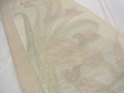 平和屋着物■夏物 六通柄袋帯 初夏に咲く 草花文 金糸 正絹 逸品 B-np6823