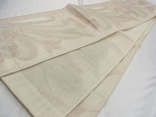 平和屋着物■夏物 六通柄袋帯 初夏に咲く 草花文 金糸 正絹 逸品 B-np6823