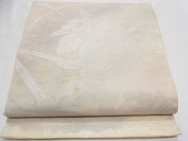 平和屋着物■夏物 六通柄 本袋帯 花籬文 銀糸 正絹 逸品 B-np6825