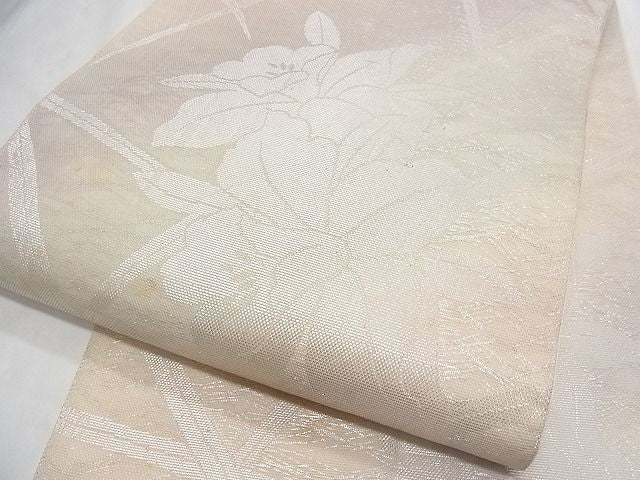 平和屋着物■夏物 六通柄 本袋帯 花籬文 銀糸 正絹 逸品 B-np6825