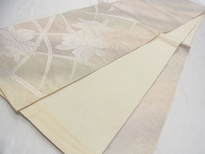 平和屋着物■夏物 六通柄 本袋帯 花籬文 銀糸 正絹 逸品 B-np6825