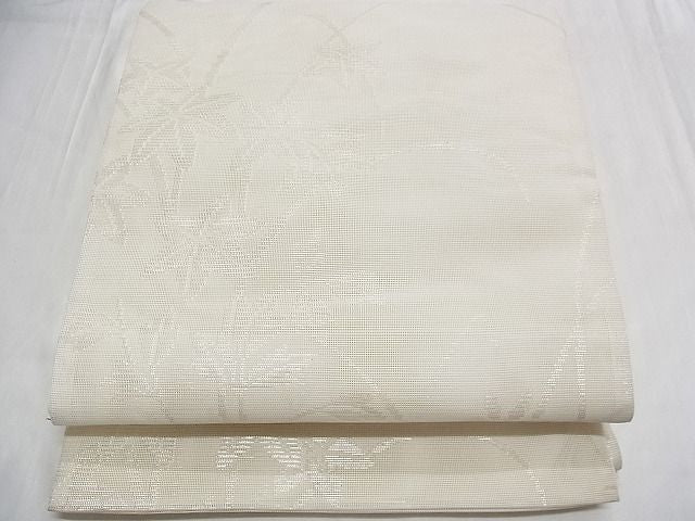 平和屋着物■夏物 六通柄袋帯 枝葉文 銀糸 B-np6890